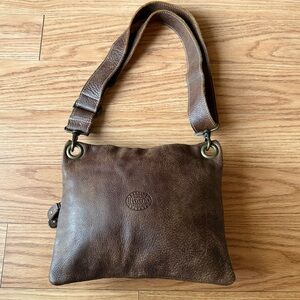 Roots Tribe Leather Villager Dark Brown Leather Crossbody/Shoulder Bag